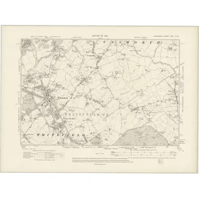 1907 Map of Lancashire XCVI.NW, 1910 Print