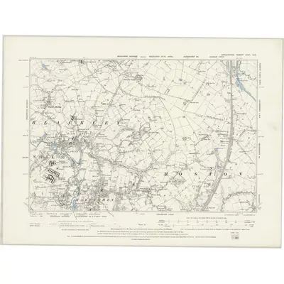 1889 Map of Lancashire XCVI.SE, 1894 Print