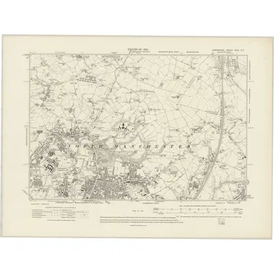 1906 Map of Lancashire XCVI.SE, 1910 Print