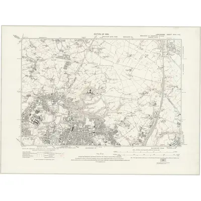 1915 Map of Lancashire XCVI.SE, 1923 Print