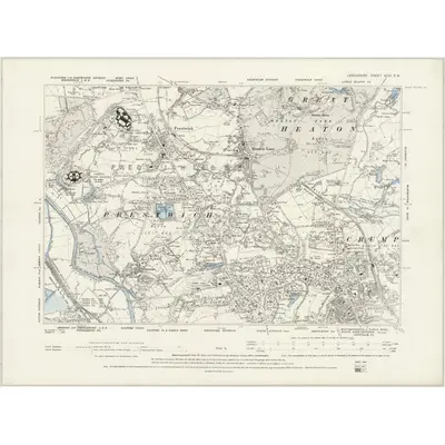 1889 Map of Lancashire XCVI.SW, 1894 Print