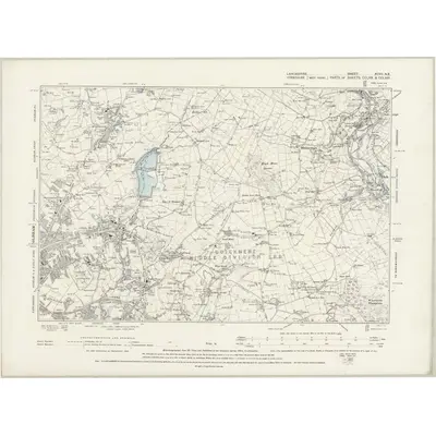 1889 Map of Lancashire XCVII.NE, 1895 Print