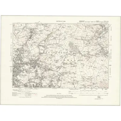 1916 Map of Lancashire XCVII.NE, 1922 Print