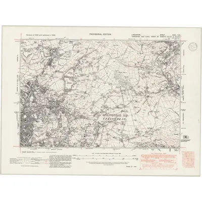 1938 Map of Lancashire XCVII.NE, 1947 Print