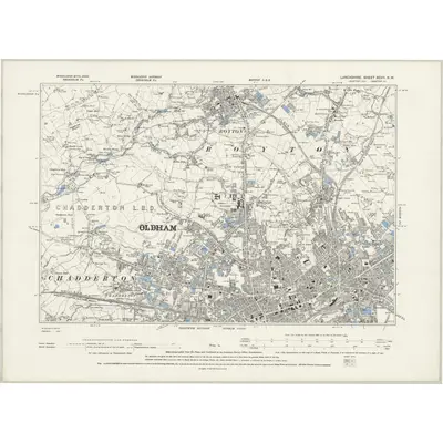 1880 Map of Lancashire XCVII.NW, 1895 Print