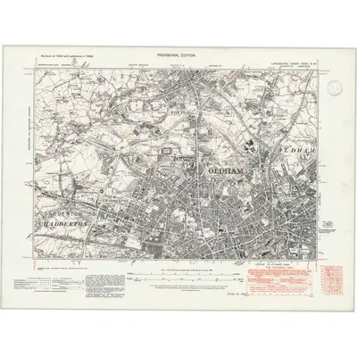 1938 Map of Lancashire XCVII.NW, 1947 Print