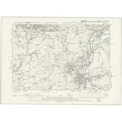 1890 Map of Lancashire XCVII.SE, 1895 Print