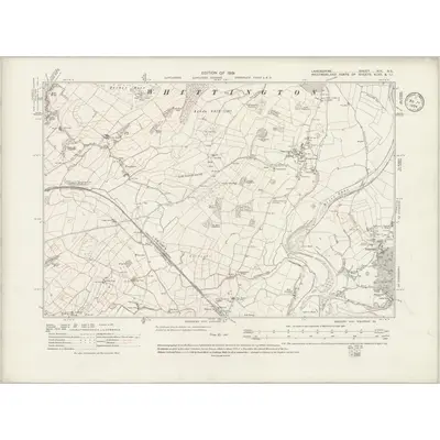 1910 Map of Lancashire XIX.SE, 1934 Print