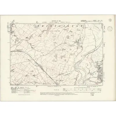 1910 Map of Lancashire XIX.SE, 1942 Print