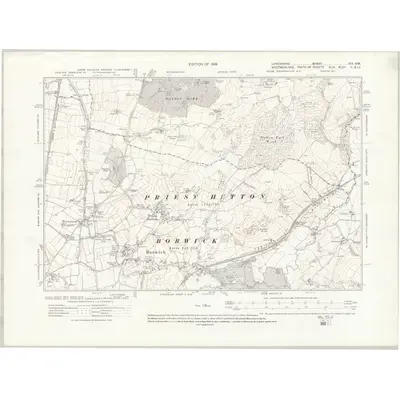 1910 Map of Lancashire XIX.SW, 1919 Print