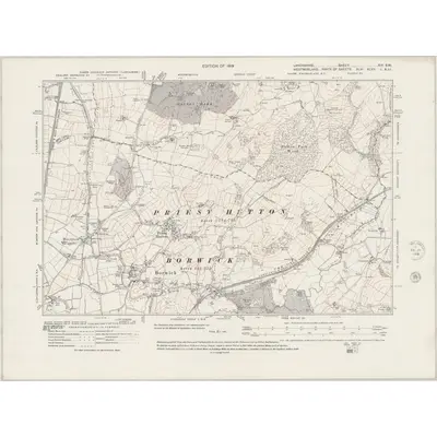 1910 Map of Lancashire XIX.SW, 1945 Print