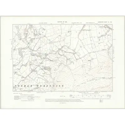 1910 Map of Lancashire XL.NW, 1914 Print