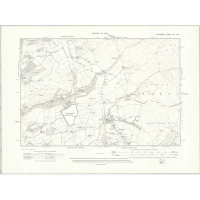 1910 Map of Lancashire XL.SW, 1914 Print