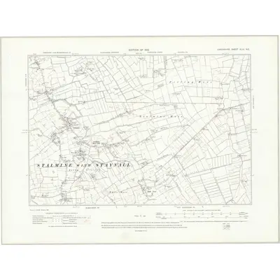 1909 Map of Lancashire XLIII.NE, 1913 Print