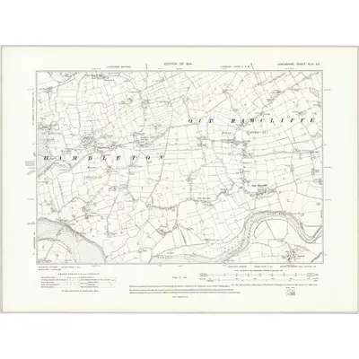 1910 Map of Lancashire XLIII.SE, 1914 Print