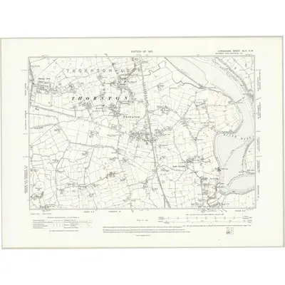 1909 Map of Lancashire XLIII.SW, 1913 Print