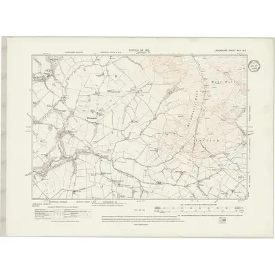 1910 Map of Lancashire XLV.NE, 1934 Print