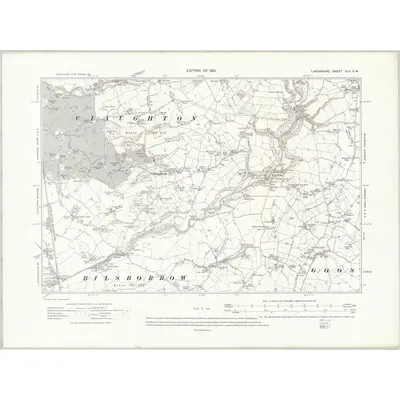 1910 Map of Lancashire XLV.SW, 1914 Print