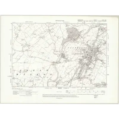 1910 Map of Lancashire XLVII.SW, 1914 Print