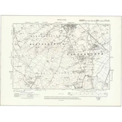 1910 Map of Lancashire XLVIII.NE, 1914 Print