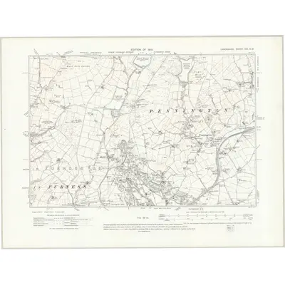 1910 Map of Lancashire XVI.NW, 1919 Print