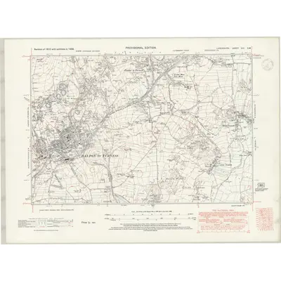 1938 Map of Lancashire XVI.SW, 1947 Print