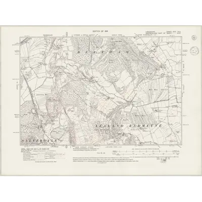 1911 Map of Lancashire XVIII.NE, 1945 Print