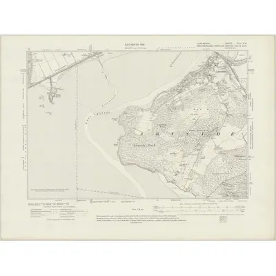 1910 Map of Lancashire XVIII.NW, 1919 Print