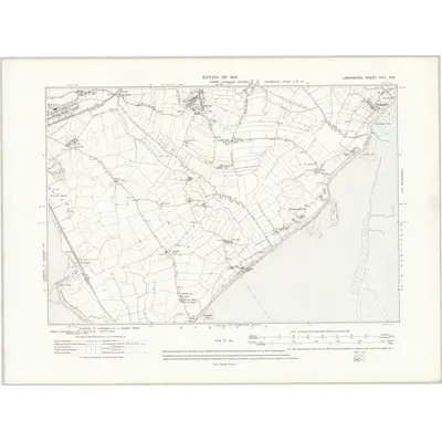 1910 Map of Lancashire XXII.SW, 1914 Print