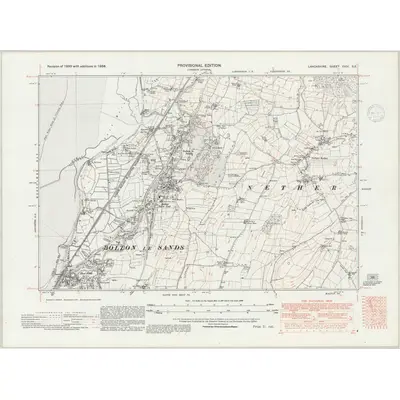 1938 Map of Lancashire XXIV.SE, 1947 Print
