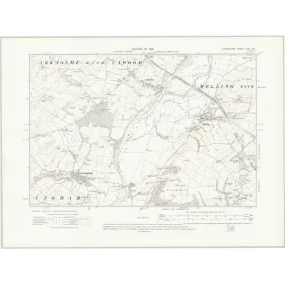 1910 Map of Lancashire XXV.NE, 1919 Print