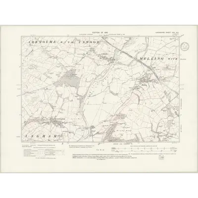 1910 Map of Lancashire XXV.NE, 1936 Print