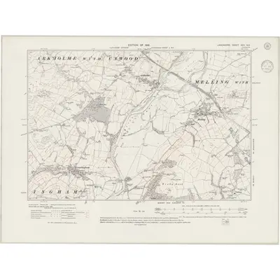 1910 Map of Lancashire XXV.NE, 1942 Print