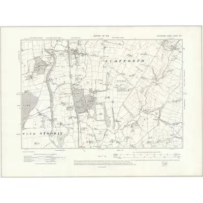 1910 Map of Lancashire XXXIV.NE, 1914 Print