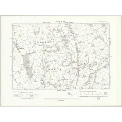 1910 Map of Lancashire XXXIX.NE, 1914 Print