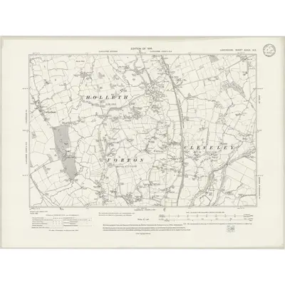 1910 Map of Lancashire XXXIX.NE, 1933 Print