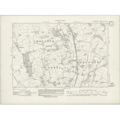 1930 Map of Lancashire XXXIX.NE, 1933 Print