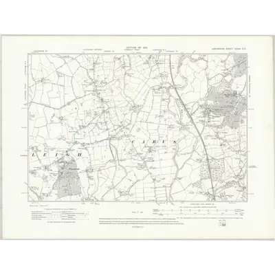 1910 Map of Lancashire XXXIX.SE, 1913 Print