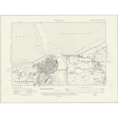 1909 Map of Lancashire XXXVIII.SW, 1931 Print