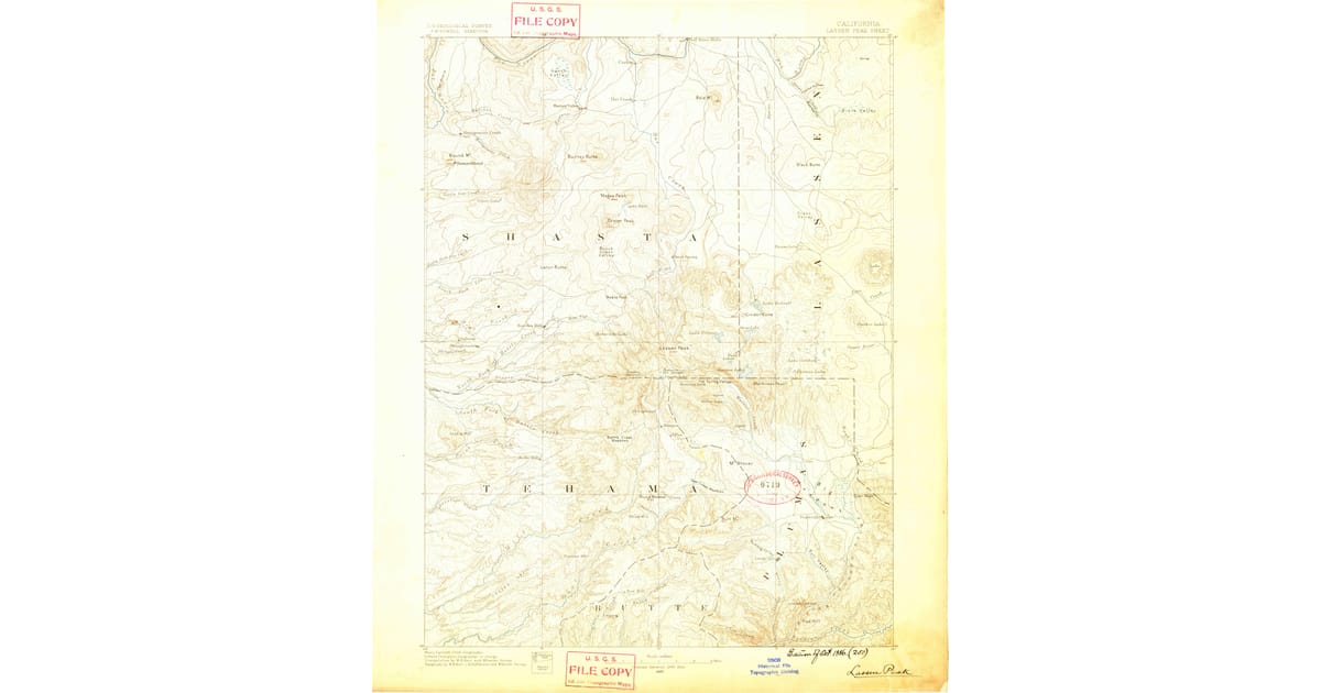 1800s 19th Century Maps of Longville - Lassen Peak Shasta County Ca Usgs Topo 1886 Og 1200x630