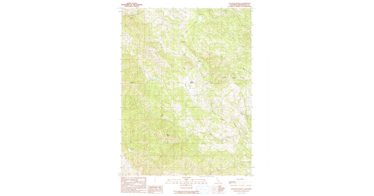 1991 Map of Laughlin Range, Mendocino County, CA — High-Res | Pastmaps