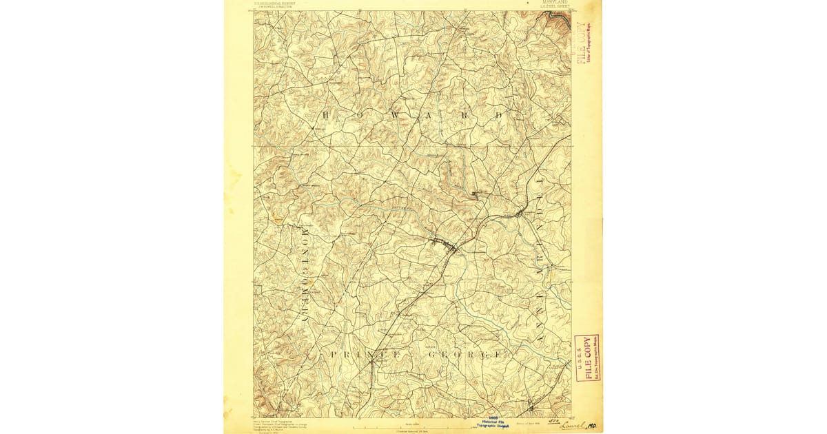 Old Maps of Spencerville MD for - Laurel Howard County Md Usgs Topo 1892 Og 1200x630 