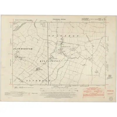 1950 Map of Leicestershire I.SE, 1952 Print