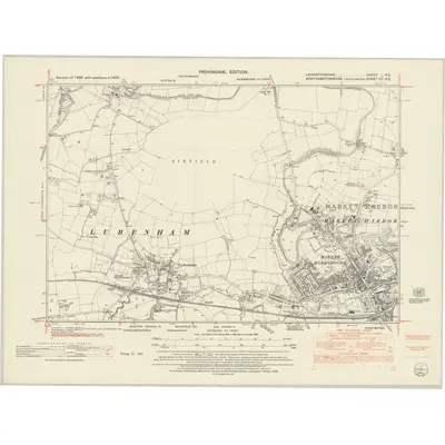 1950 Map of Leicestershire L.NE, 1952 Print