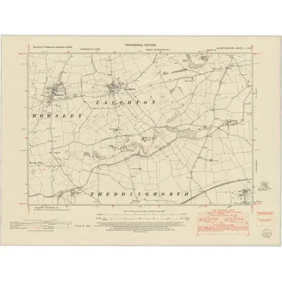1950 Map of Leicestershire L.NW, 1952 Print