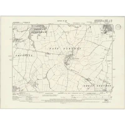 1928 Map of Leicestershire L.SE, 1931 Print