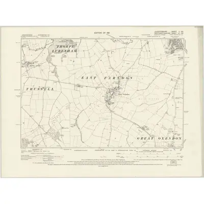 1928 Map of Leicestershire L.SE, 1931 Print