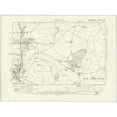 1923 Map of Leicestershire LI.NW, 1927 Print