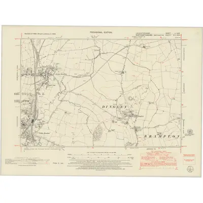 1950 Map of Leicestershire LI.NW, 1952 Print