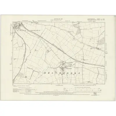 1924 Map of Leicestershire LI.SW, 1927 Print